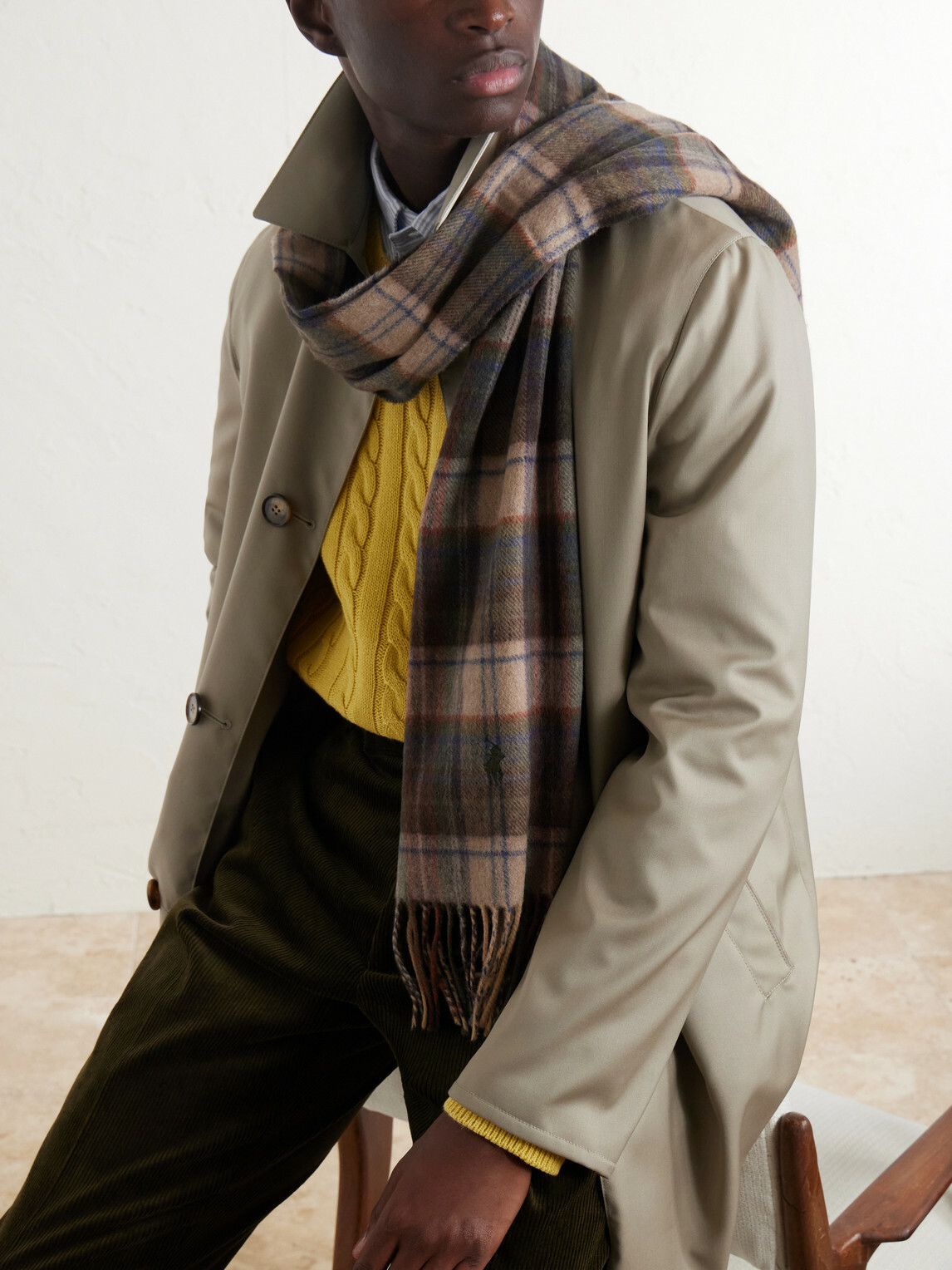 Polo Ralph Lauren - Fringed Logo-Embroidered Checked Recycled Cashmere and Wool-Blend Scarf