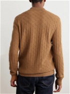 Mr P. - Honeycomb-Knit Wool Polo Shirt - Brown
