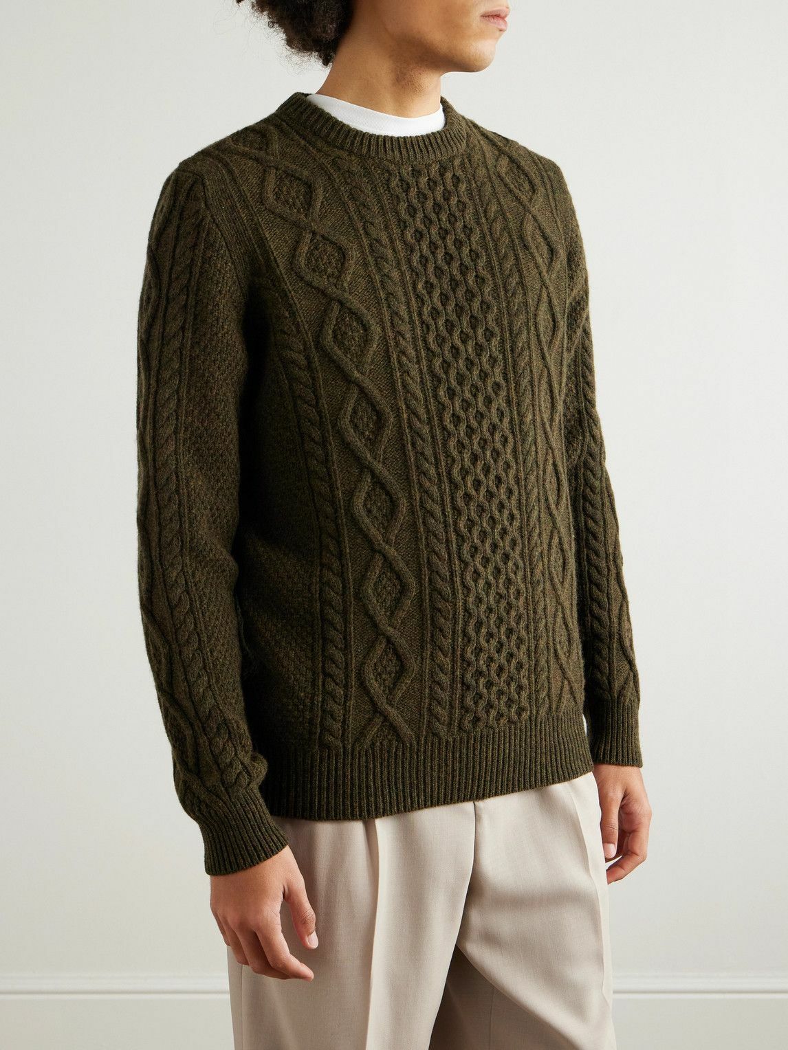 Ghiaia Cashmere - Pescatore Cable-Knit Wool Sweater - Green