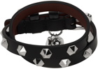 Alexander McQueen Black Stud Double Wrap Leather Bracelet