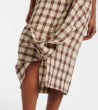 Róhe Checked linen midi skirt