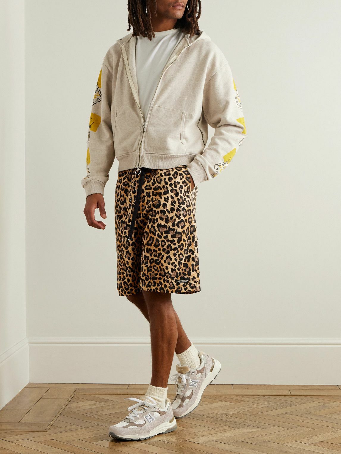 KAPITAL - Easy Wide-Leg Belted Leopard-Print Cotton-Twill Shorts - Brown