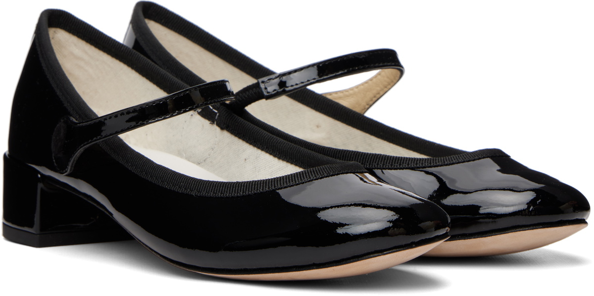 Repetto Black Rose Mary Jane Heels