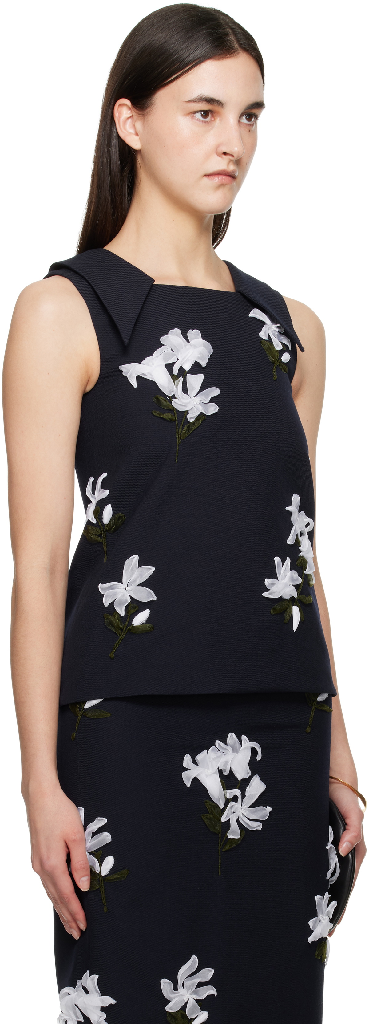 SHUSHU/TONG Navy Lapel Vest Top