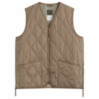 Taion Men's Military V-Neck Zip Down Vest in Dark Khaki