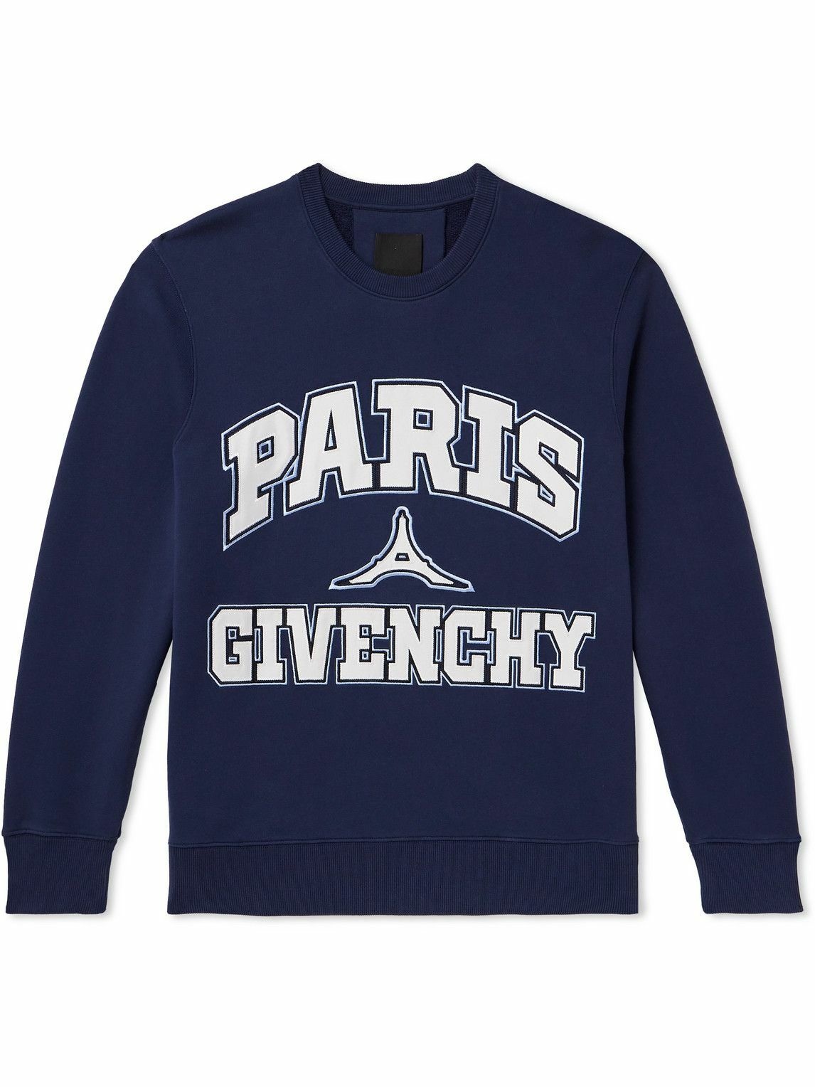 Givenchy - Paris Logo-Embroidered Cotton-Jersey Sweatshirt - Blue Givenchy