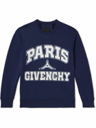 Givenchy - Paris Logo-Embroidered Cotton-Jersey Sweatshirt - Blue
