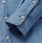 Canali - Button-Down Collar Stretch-Cotton Chambray Shirt - Blue