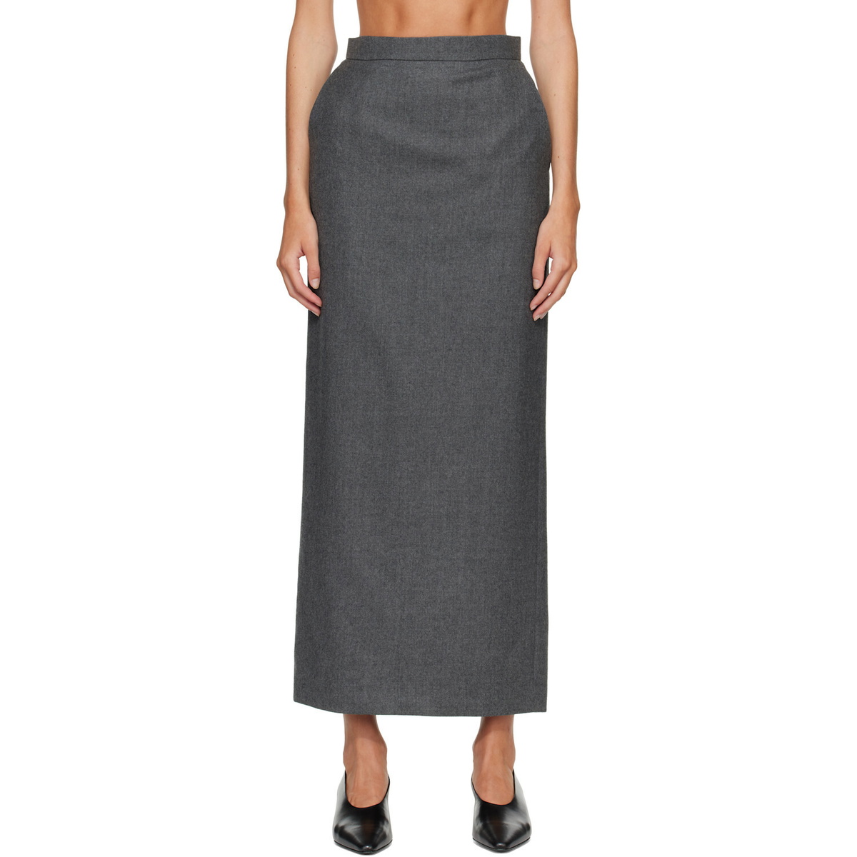 R2W Gray Melonia Wool Maxi Skirt