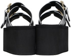Moschino Silver Lettering Logo Laminated Wedge Sandals
