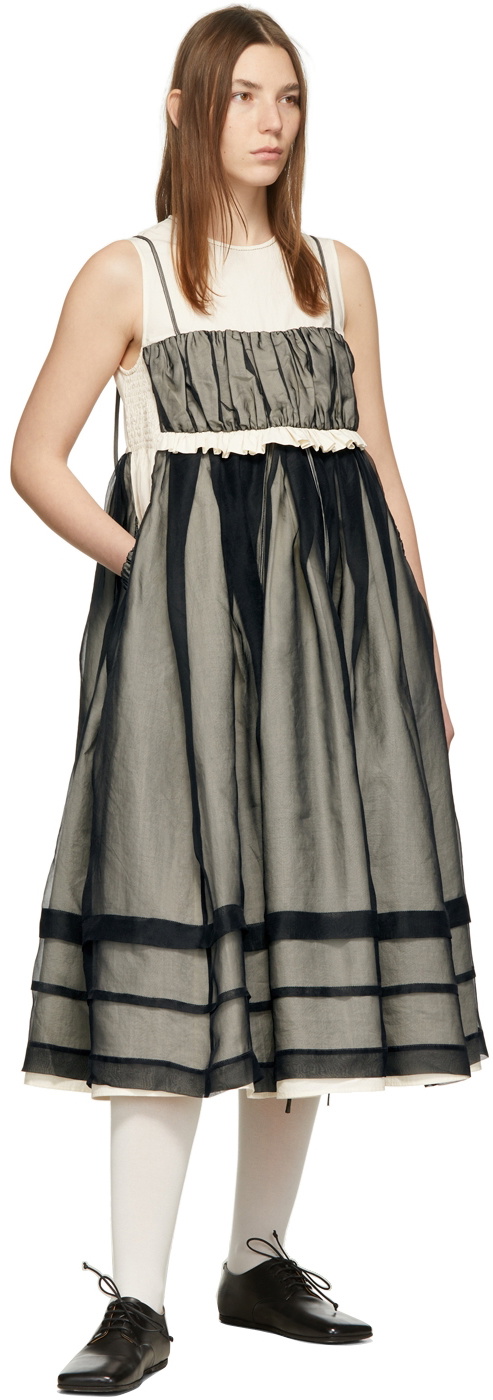 Renli Su Black & Off-White Illusion Strap Dress