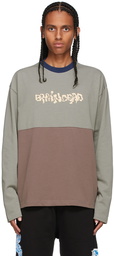 Brain Dead Grey & Brown Embroidered Football Long Sleeve T-Shirt