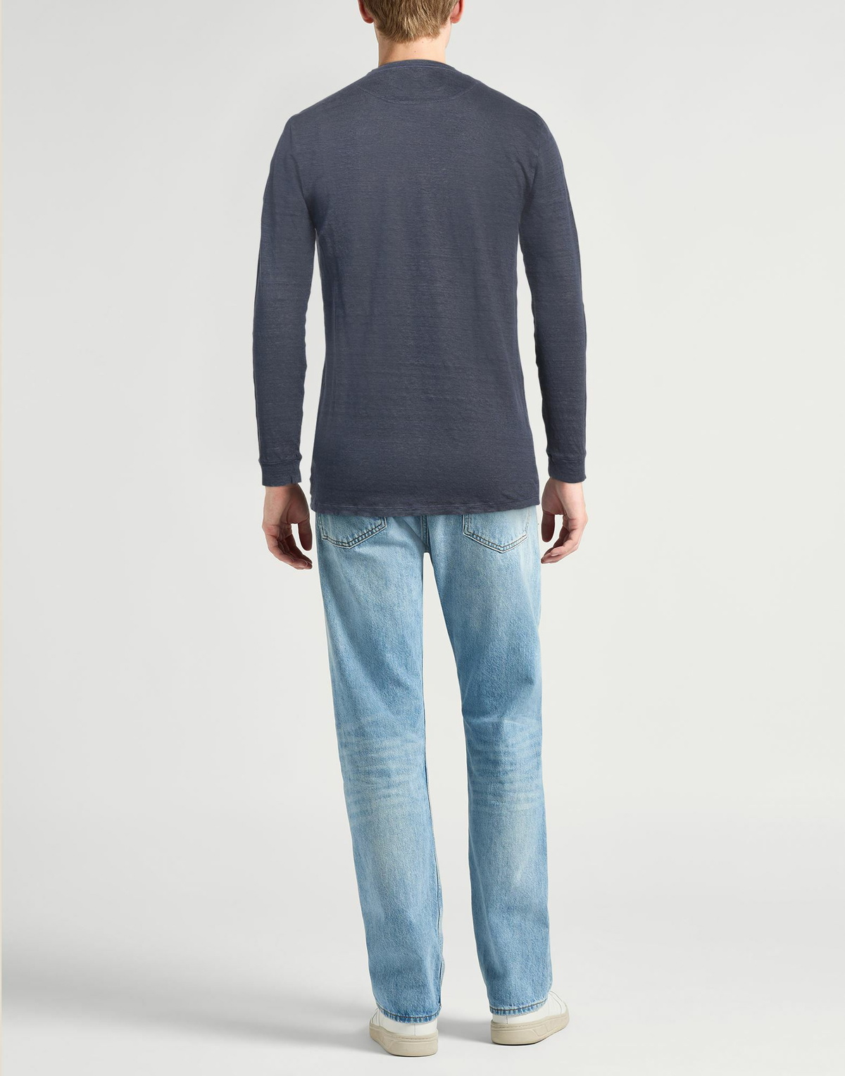 120% Lino Mens T-shirt in Slate blue