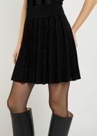 Balmain Sequin-embellished Stretch-knit Mini Skirt Black And Silver