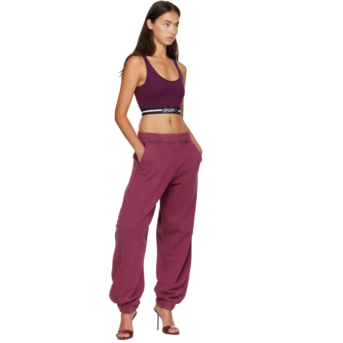 Off-White Burgundy 'Off' Stamp Balloon Sweatpants