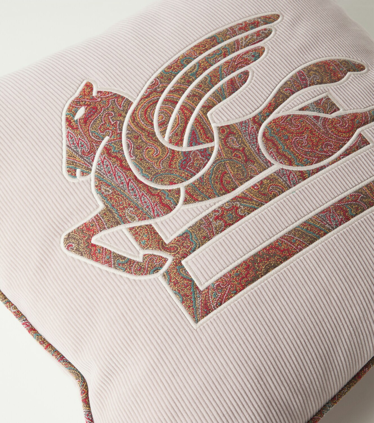 Etro Pegaso embroidered cotton velvet cushion
