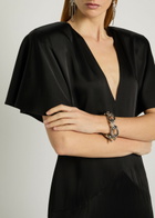 Stella Mccartney Asymmetric Satin Midi Dress Black