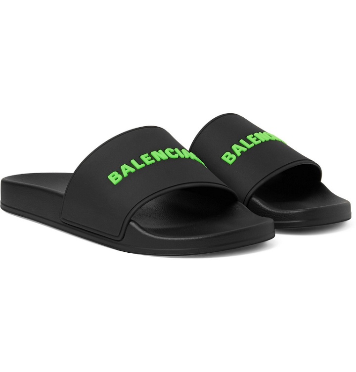 Photo: Balenciaga - Logo-Detailed Rubber Slides - Black