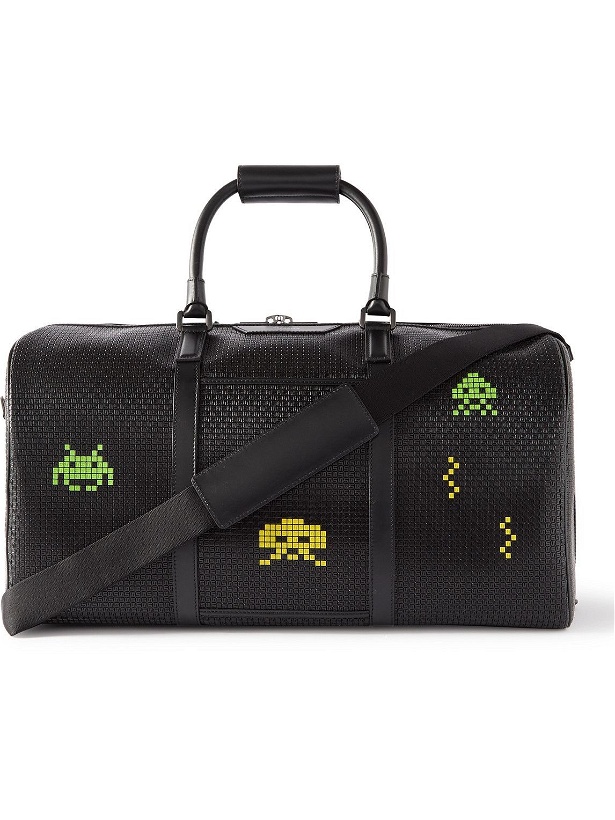 Photo: Serapian - Space Invaders Leather-Trimmed Printed Stepan Coated-Canvas Holdall