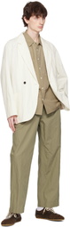 DOCUMENT Off-White Washed Cotton Double Breasted Blazer