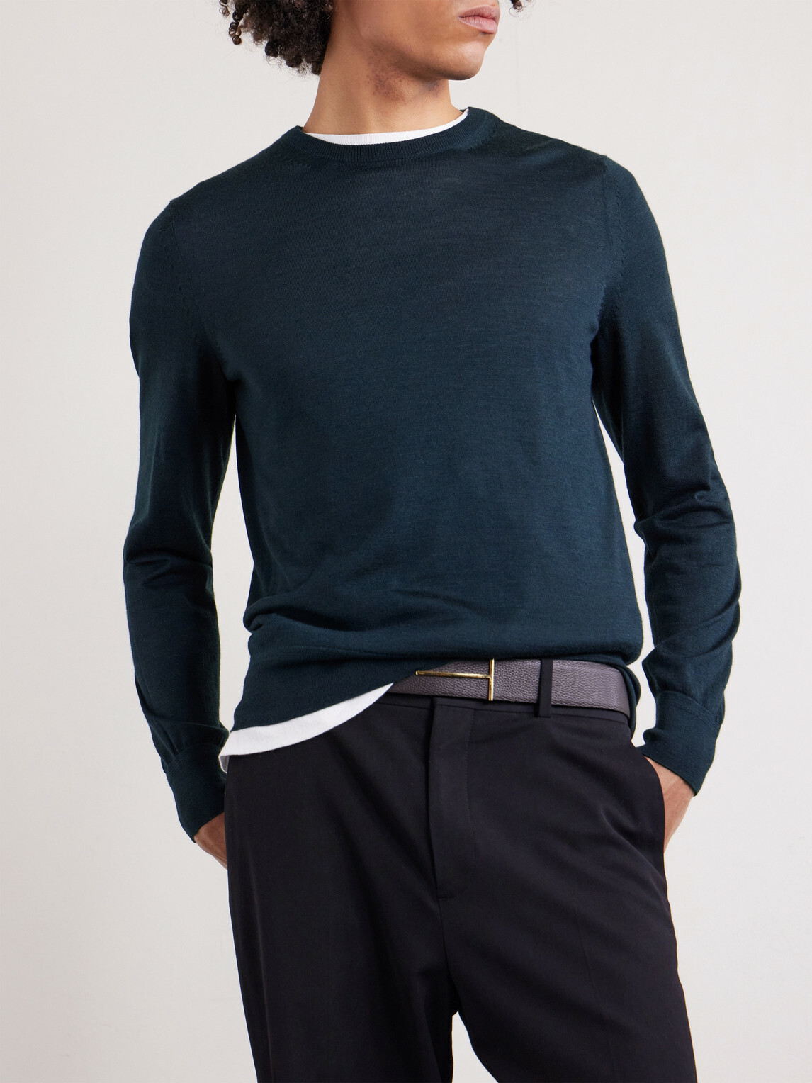TOM FORD - Slim-Fit Cashmere and Silk-Blend Sweater - Blue TOM FORD