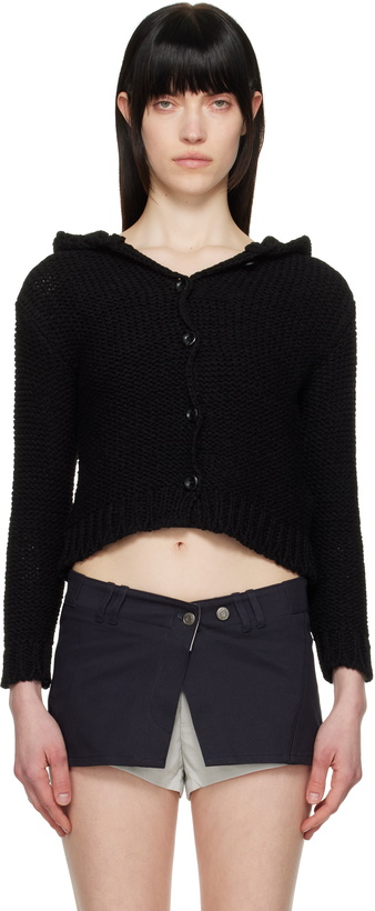 Photo: OPEN YY Black Hooded Chunky Cardigan