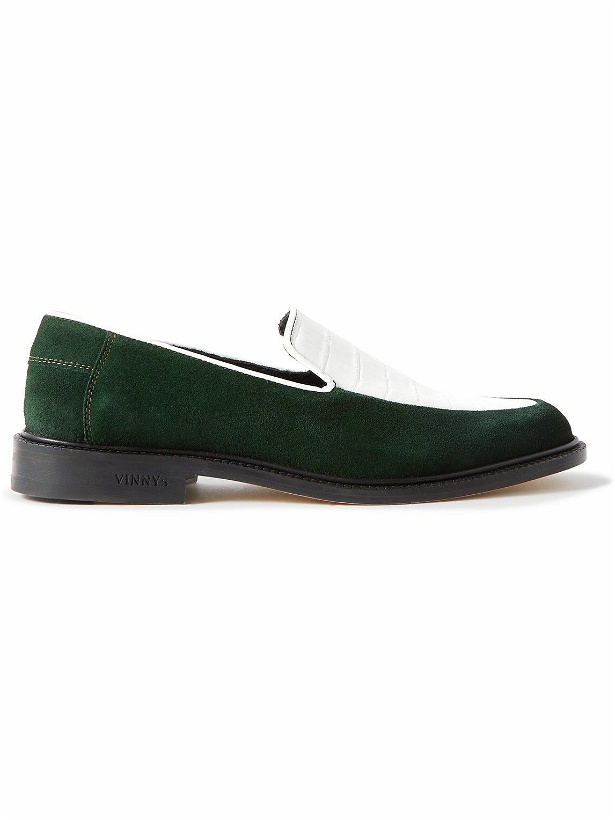 Photo: VINNY's - Suede and Croc-Effect Leather Loafers - Green