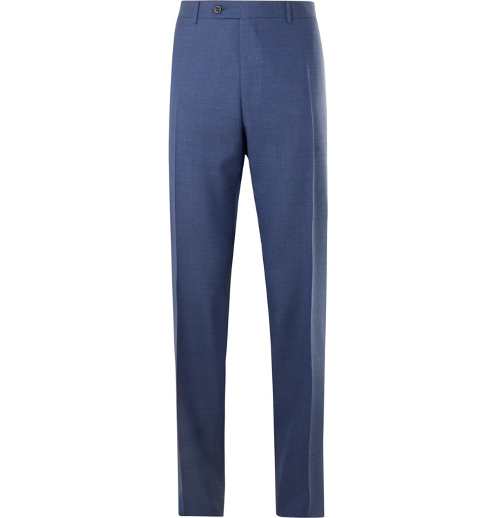 Photo: Canali - Slim-Fit Mélange Wool Suit Trousers - Blue