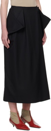 Carven Black Wrap Grain de Poudre Midi Skirt