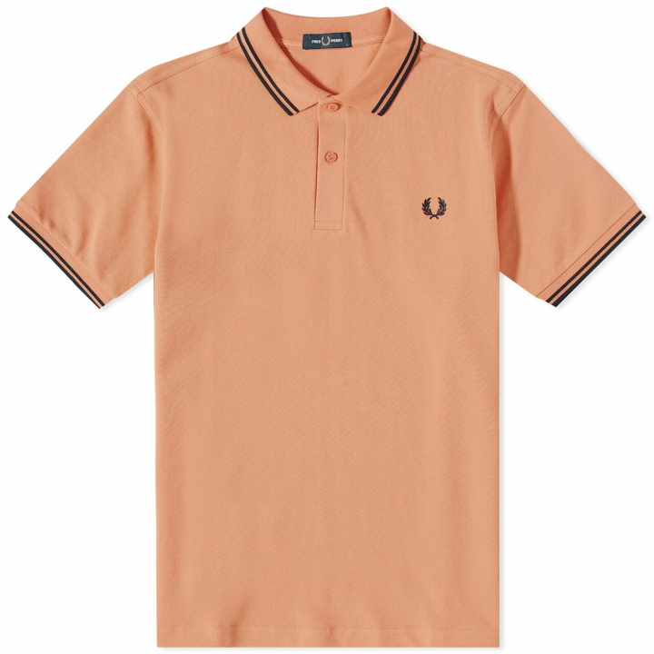 Photo: Fred Perry Men's Slim Fit Twin Tipped Polo Shirt in Light Rust
