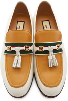 Gucci White & Yellow Paride Loafers