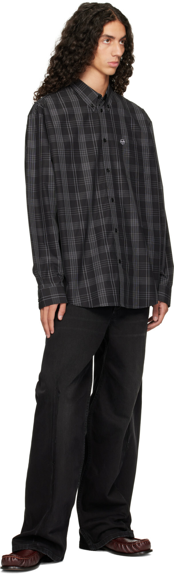 VETEMENTS Black Metal Logo Checked Shirt