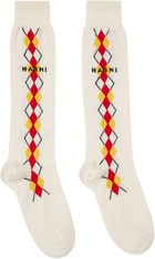Marni Off-White Argyle Socks
