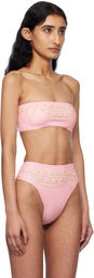 Versace Underwear Pink Graphic Bikini Top