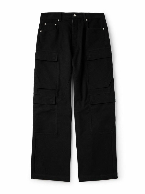 Photo: Rick Owens - Straight-Leg Cotton-Twill Cargo Trousers - Black