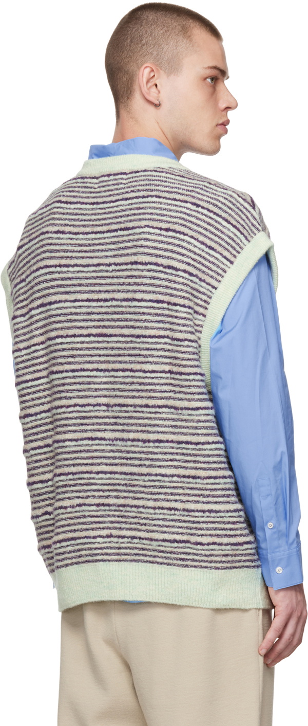 Solid Homme Purple Striped Vest