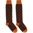 Gucci Brown and Orange Alpaca GG Supreme Socks