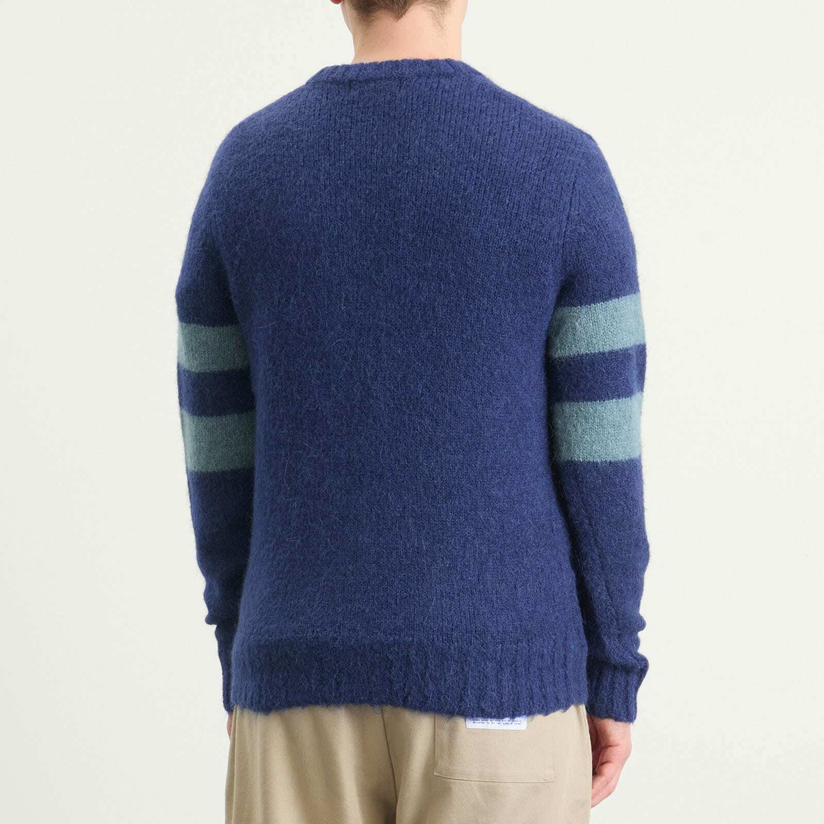 Fred Perry Men's Chunky Tipped Sleeve Alpaca Cardigan in French Navy