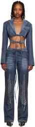 Lado Bokuchava Indigo Distressed Shibari Blazer