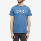 A.P.C. Men's A.P.C VPC Logo T-Shirt in Steel Blue/White