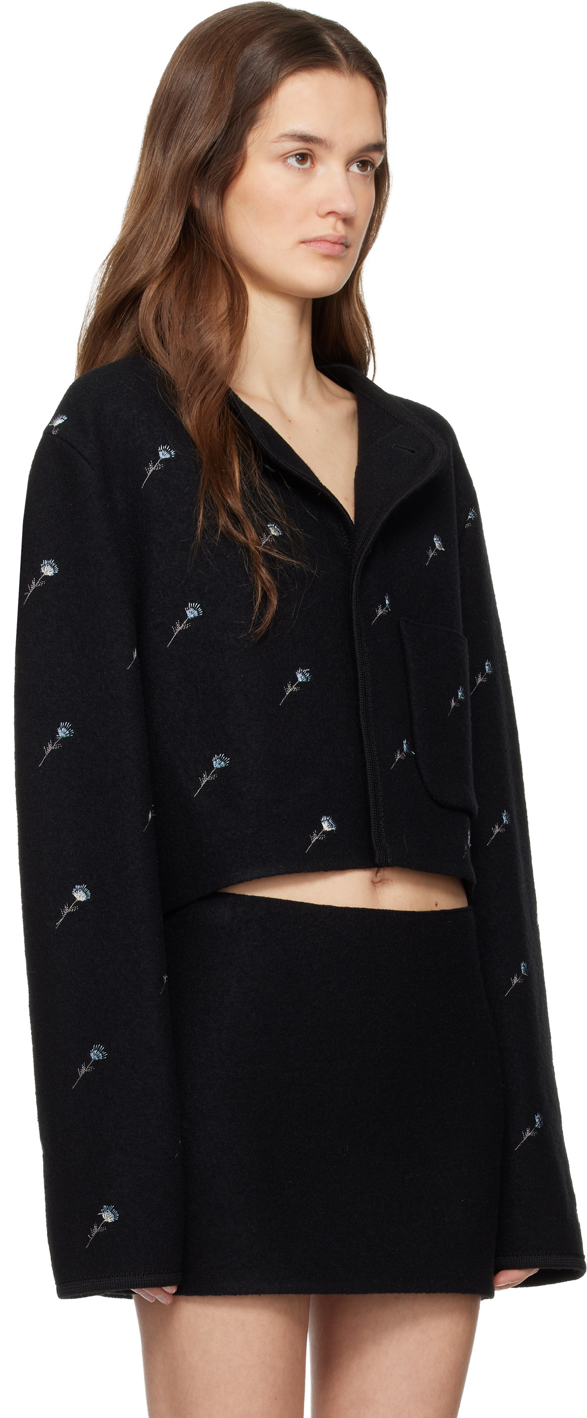 Rier Black City Crop Flowers Walker Jacket