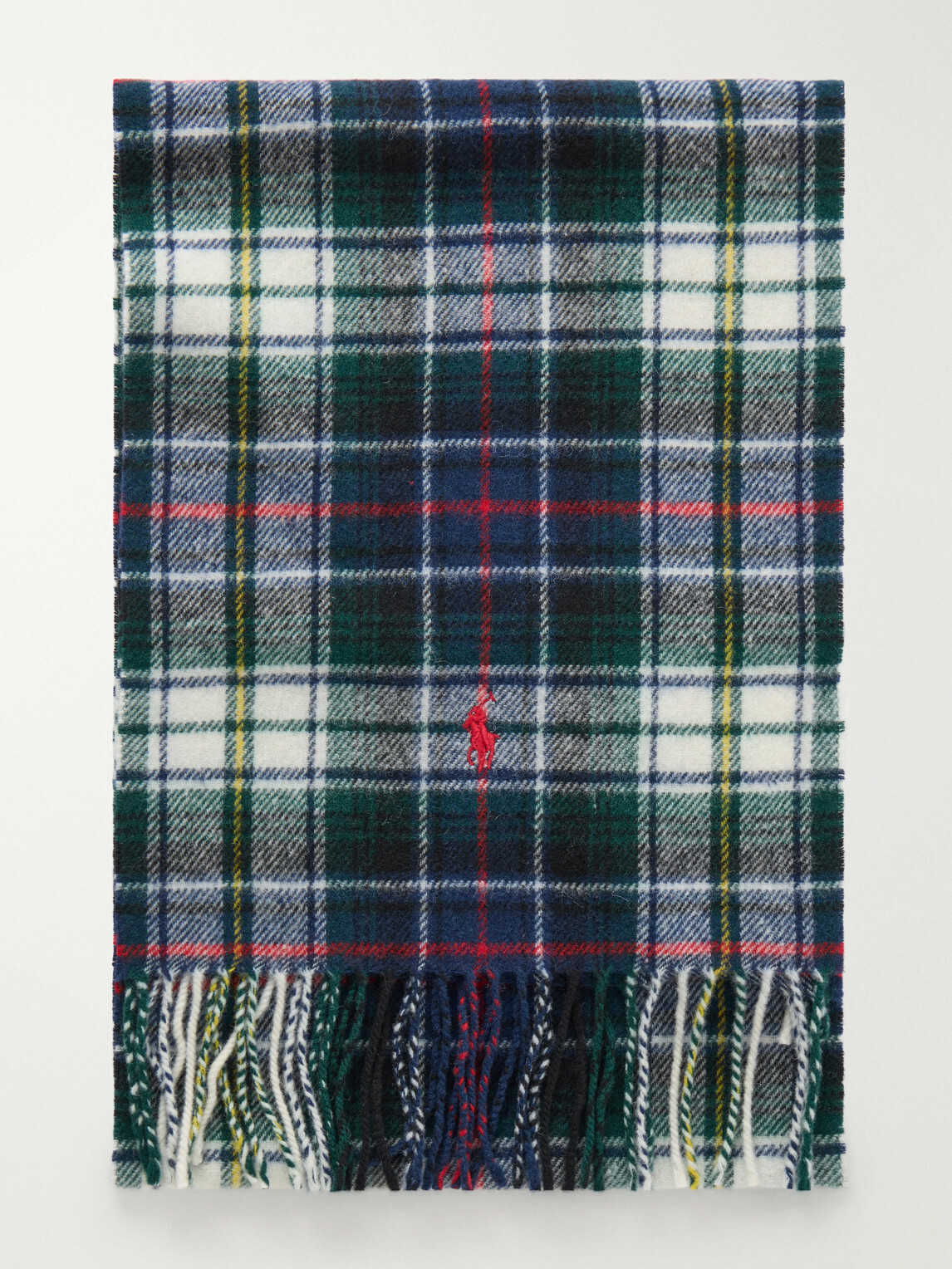 Polo Ralph Lauren - Fringed Logo-Embroidered Recycled Checked Wool-Blend Scarf