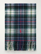 Polo Ralph Lauren - Fringed Logo-Embroidered Recycled Checked Wool-Blend Scarf