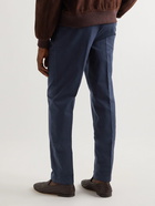 Rubinacci - Manny Slim-Fit Tapered Pleated Cotton-Twill Trousers - Blue