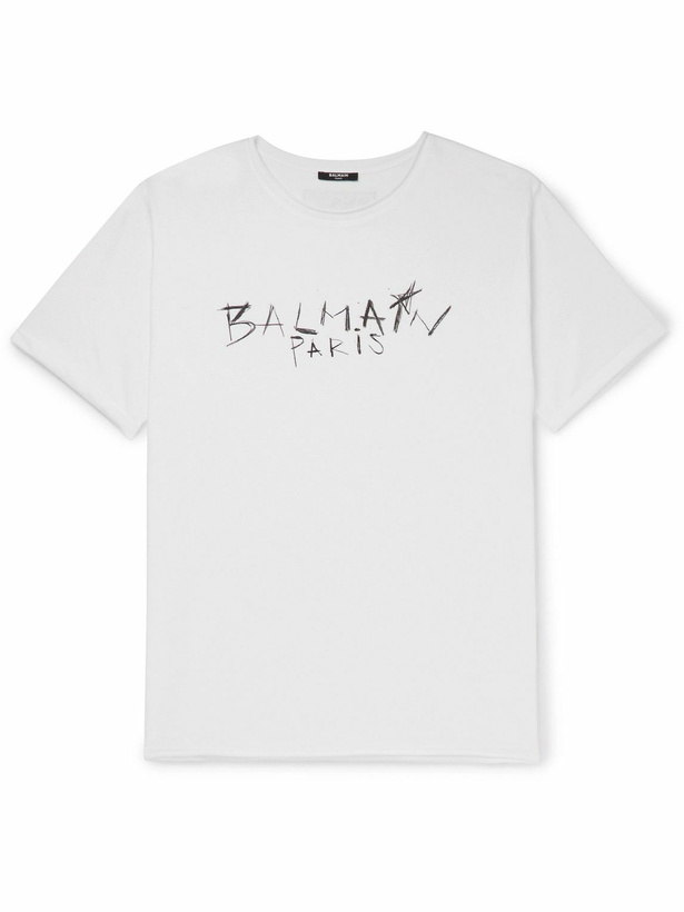 Photo: Balmain - Logo-Print Cotton-Jersey T-Shirt - White