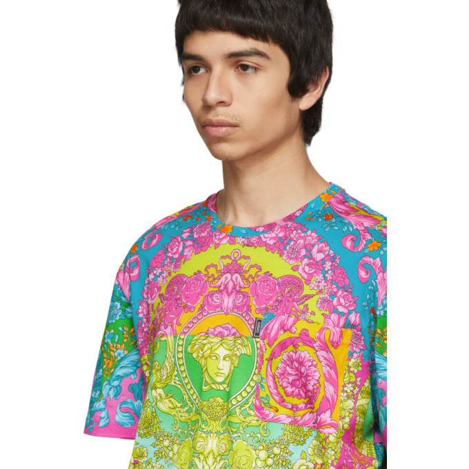 Printed Cotton T Shirt in Multicoloured - Versace