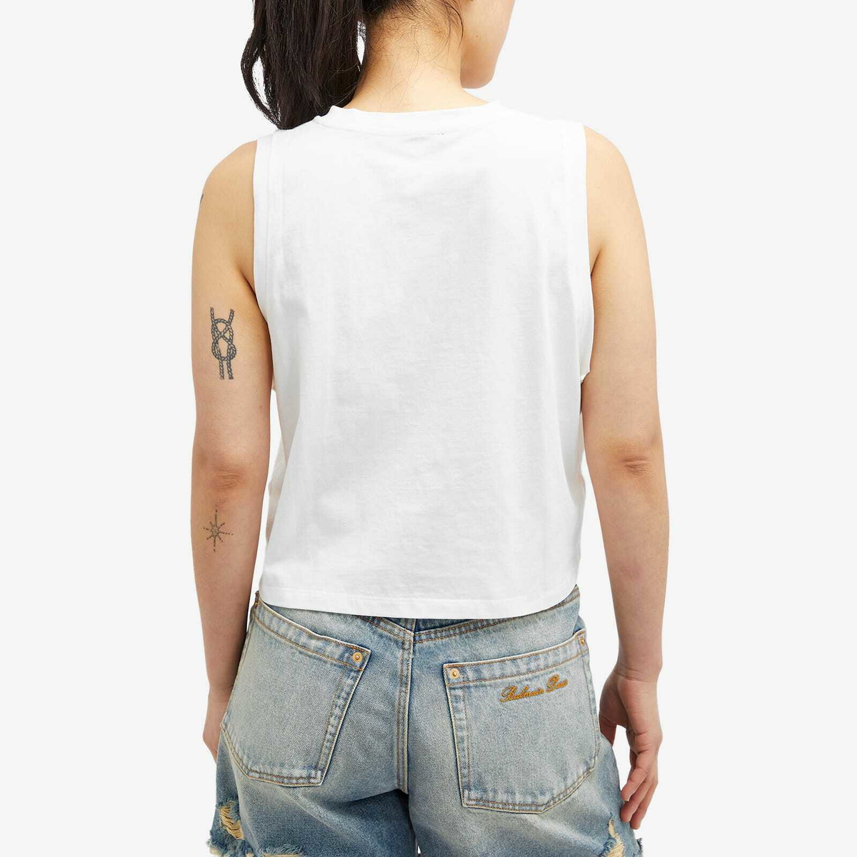 Balmain Women's Western Print Cropped Tank Top in White Balmain