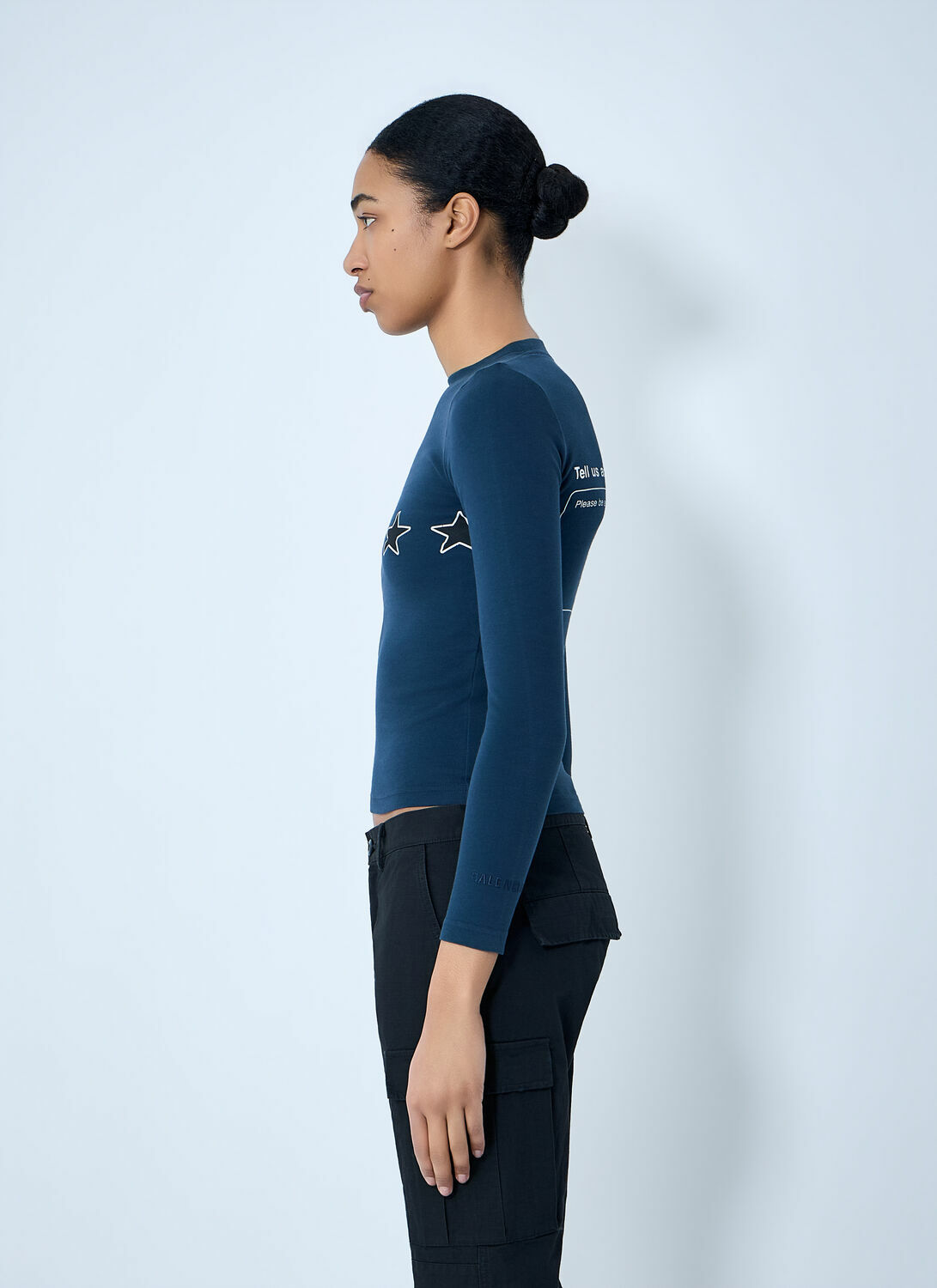 Balenciaga Star Embroidered Ribbed Top