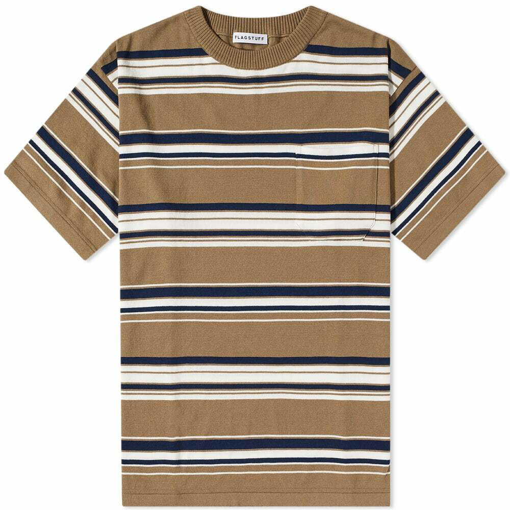 Photo: Flagstuff Men's Original Stripe Knit T-Shirt in Brown