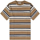 Flagstuff Men's Original Stripe Knit T-Shirt in Brown